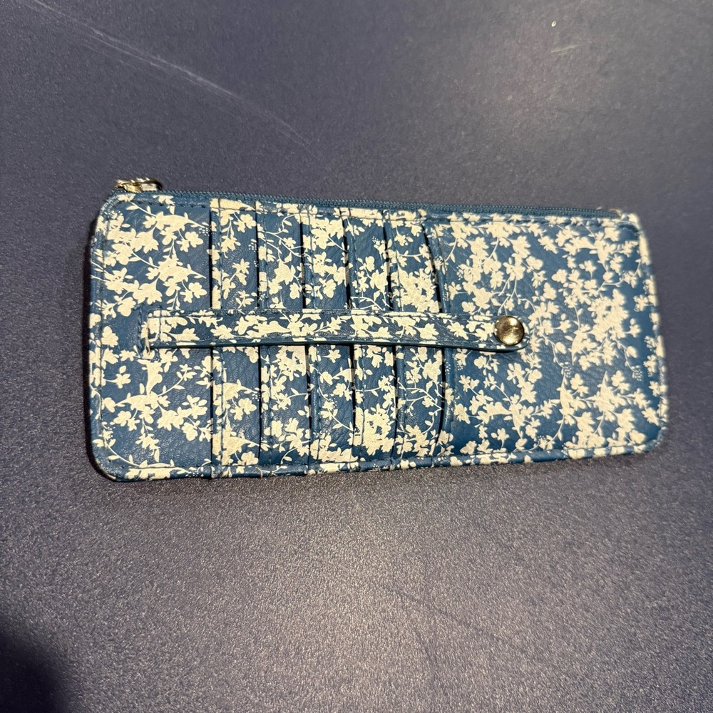 Card Wallet Blue and White Floral